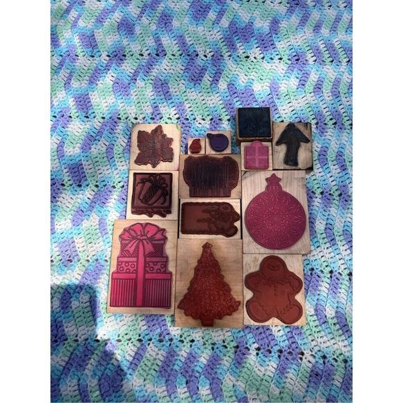 Vintage Rubber Christmas Stamp Lot of 13 - Picture 8 of 12